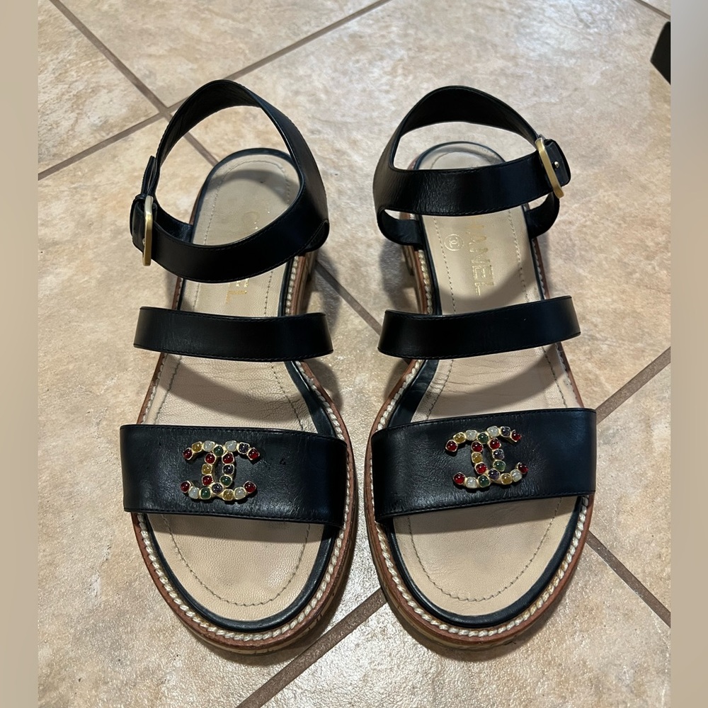 Chanel leather sandals
